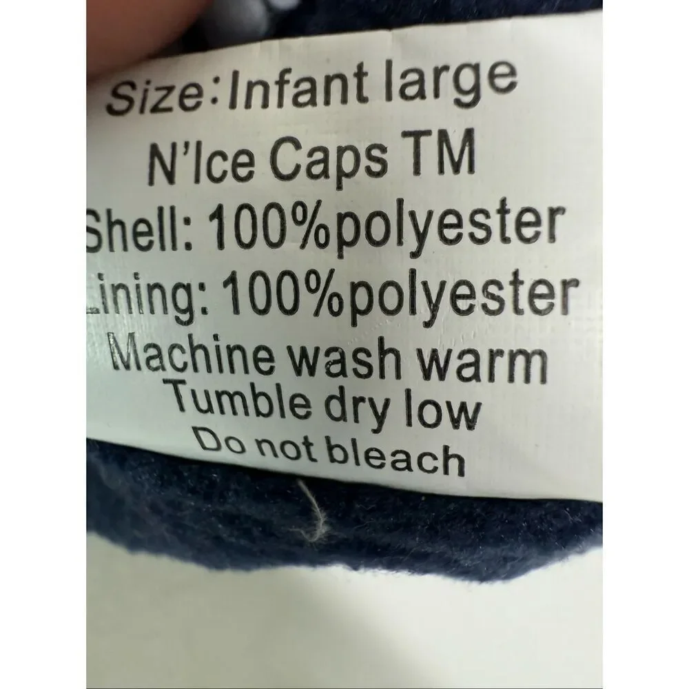 N'Ice Caps toddler fleece hat sherpa lining hook loop chin strap Sz Infant L